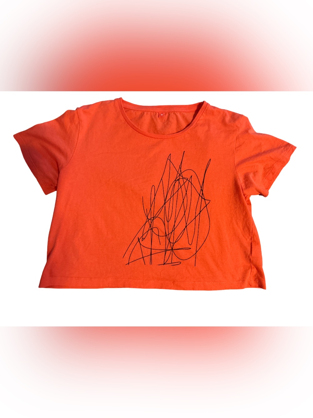 Source Unknown Orange Short-Sleeve Graphic Crop Tee